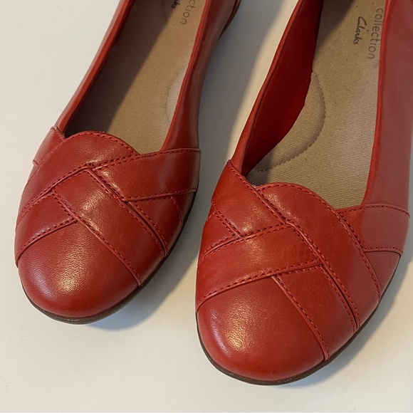Clarks Gracelin Mia red leather flats Loafer flats Ballet flats Comfort Size 7 - Picture 3 of 7